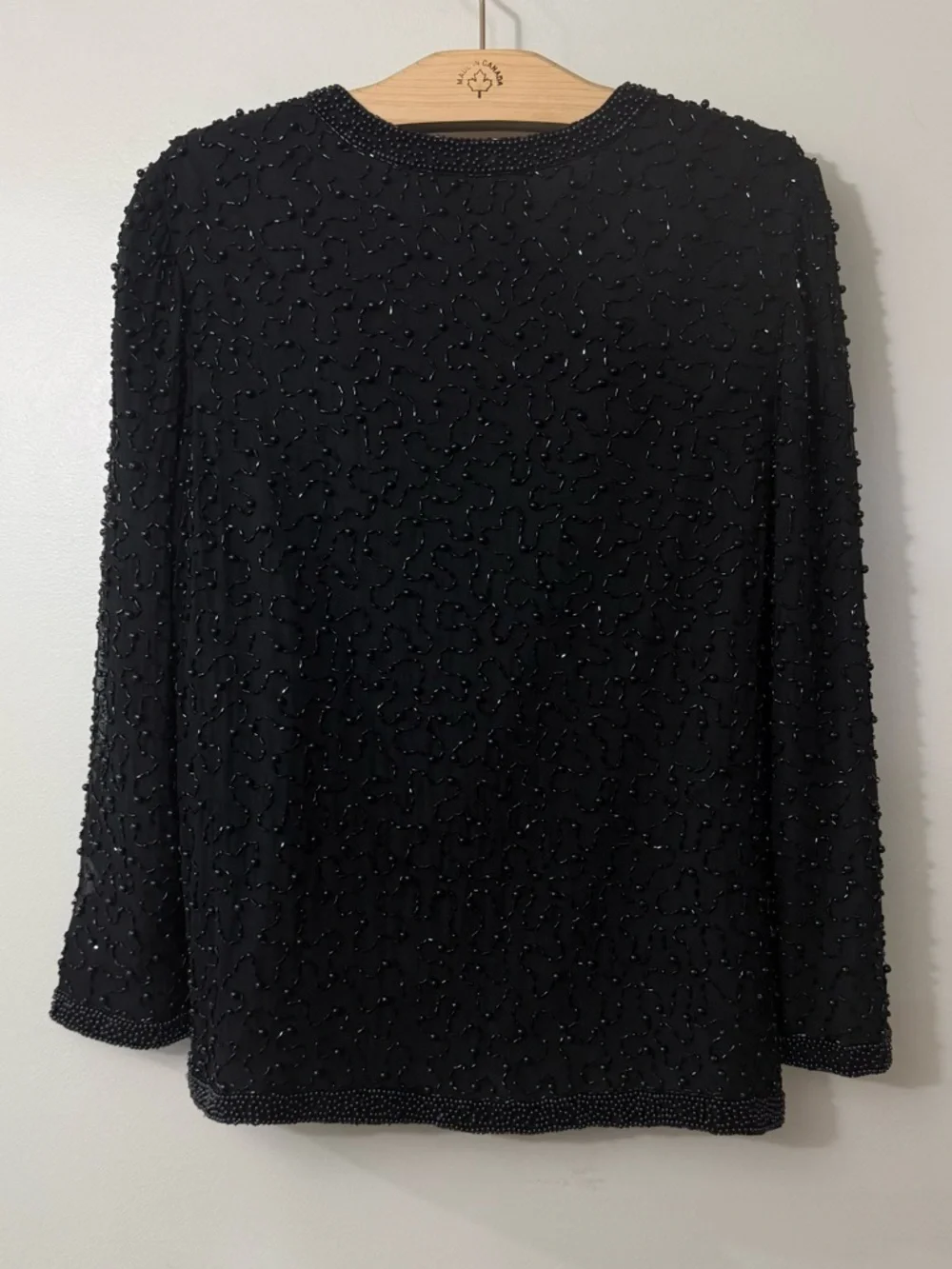 COTE D’AZUR EVENING BEADED SILK EVENING JACKET BLACK LARGE - Picture 9 of 14